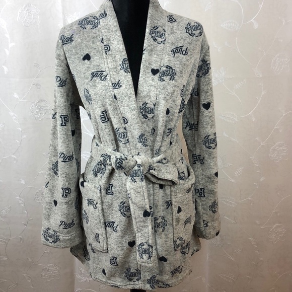 VS Pink Gray Teddy Robe size XS/S - Picture 5 of 8